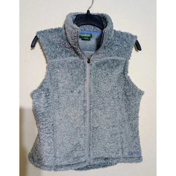 L.L.‎ Bean Lined Fleece Vest Vintage Fuzzy Blue Pockets Women's Size Small - Picture 1 of 5